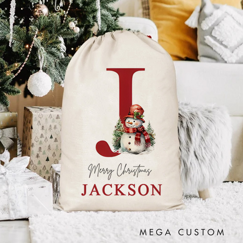 Personalised Santa Sack Name and Initial First Christmas Gift Bag