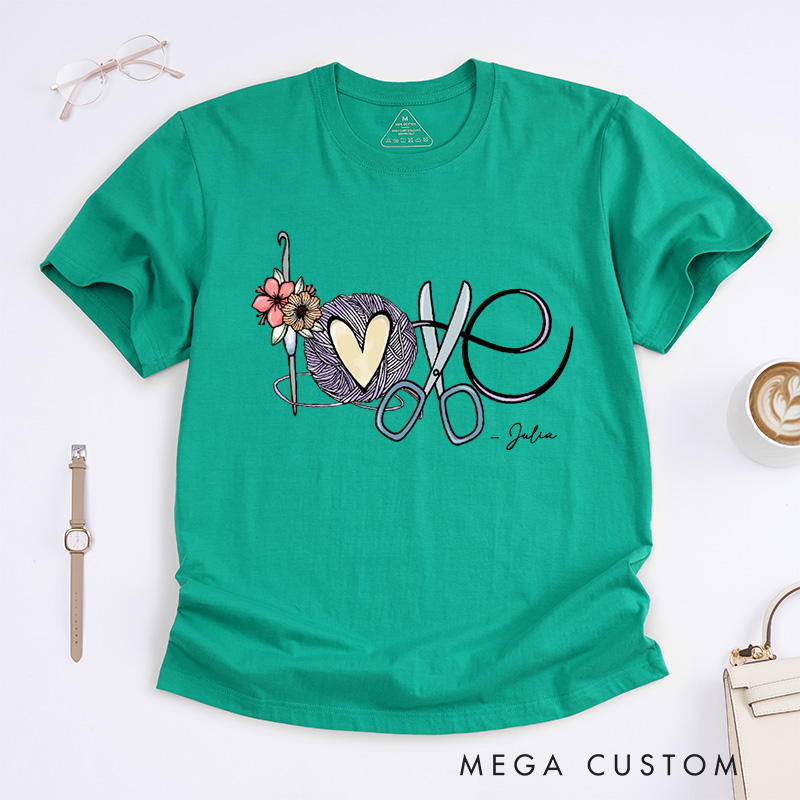 Personalized Love Crochet Classic T-Shirts Funny Crochet T-Shirt Crochet T-Shirt Crochet Hobby Gift Knitting Lover Gift Crochet Shirt Women Gift for Women