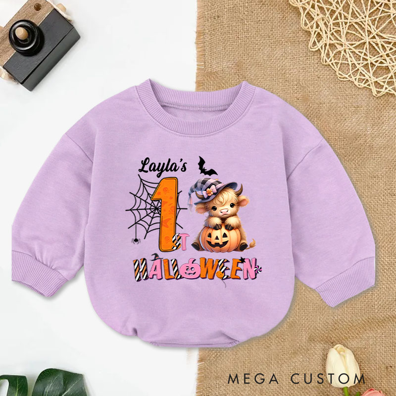 Personalized Spider Web and Pumpkin Design for Baby's First Halloween Celebration Baby Bodysuit Funny Baby Gifts