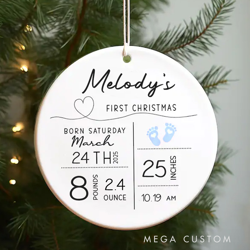 Personalized Baby Birth Stats Christmas Ornament Baby Keepsake Baby Shower Gift New Parent Gift