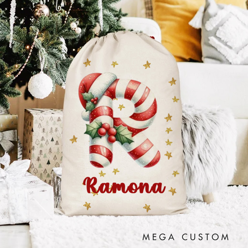 Personalized Christmas Sack with Name Text and Year Christmas Decor Party