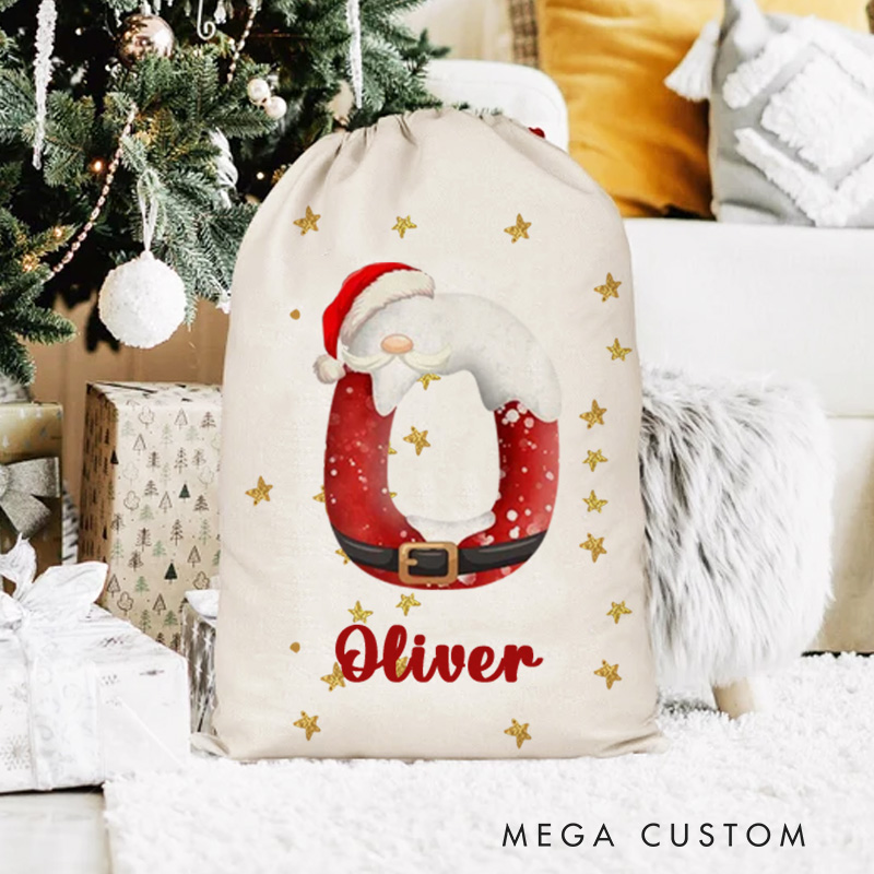 Personalized Christmas Cartoon Character Christmas Sack with Initial and Name Christmas Gift