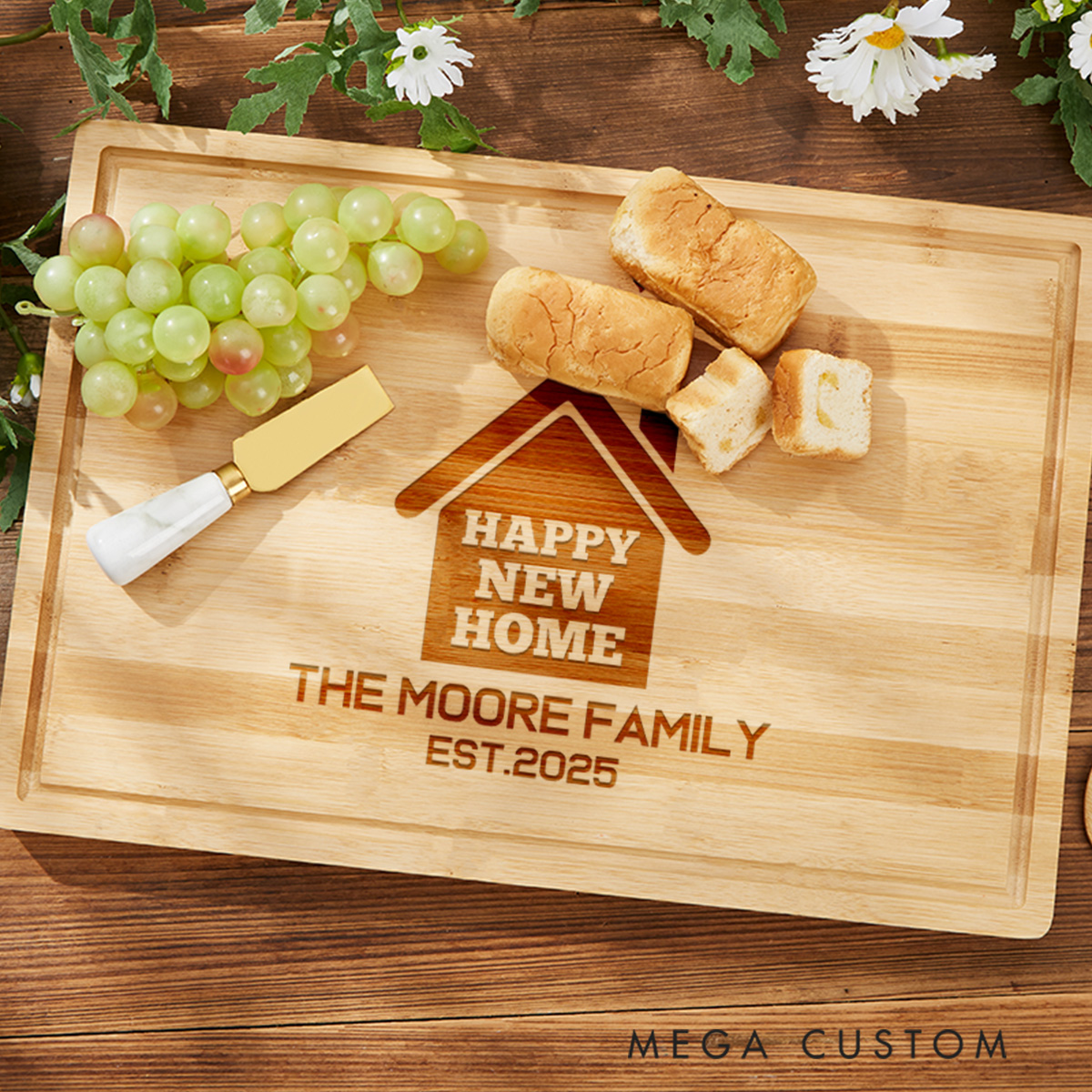 Personalized Cutting Board Custom Engraved Charcuterie Board Happy New Home Cutting Board - Personalized Housewarming Gift For Family