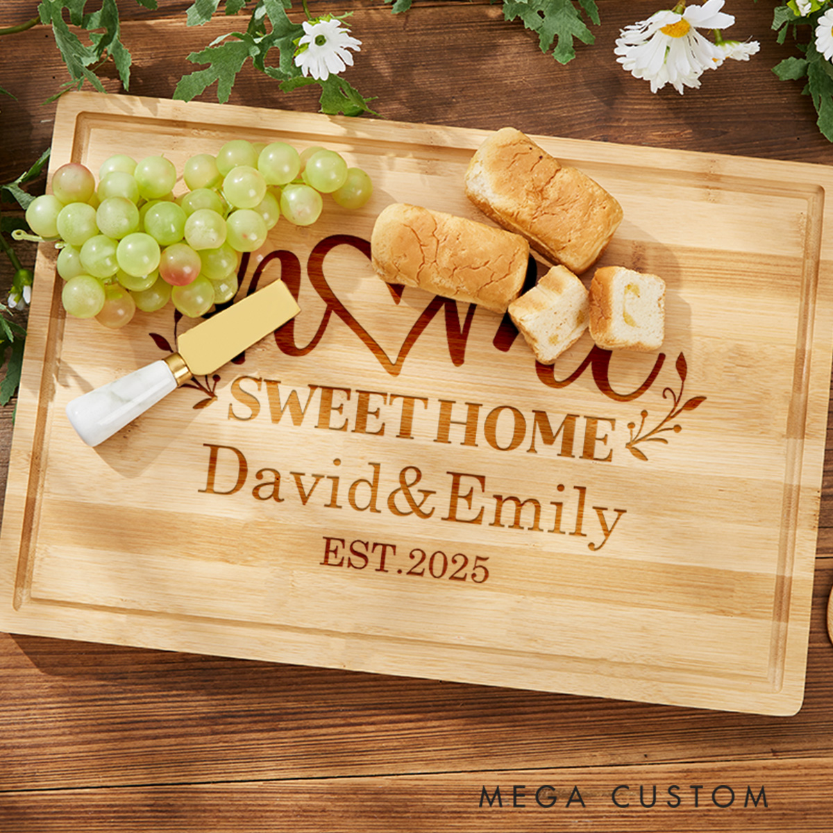 Personalized Cutting Board Wooden Charcuterie Board Gift for First Home Engraved Housewarming Gift Custom Wedding Gift Bridal Shower Present
