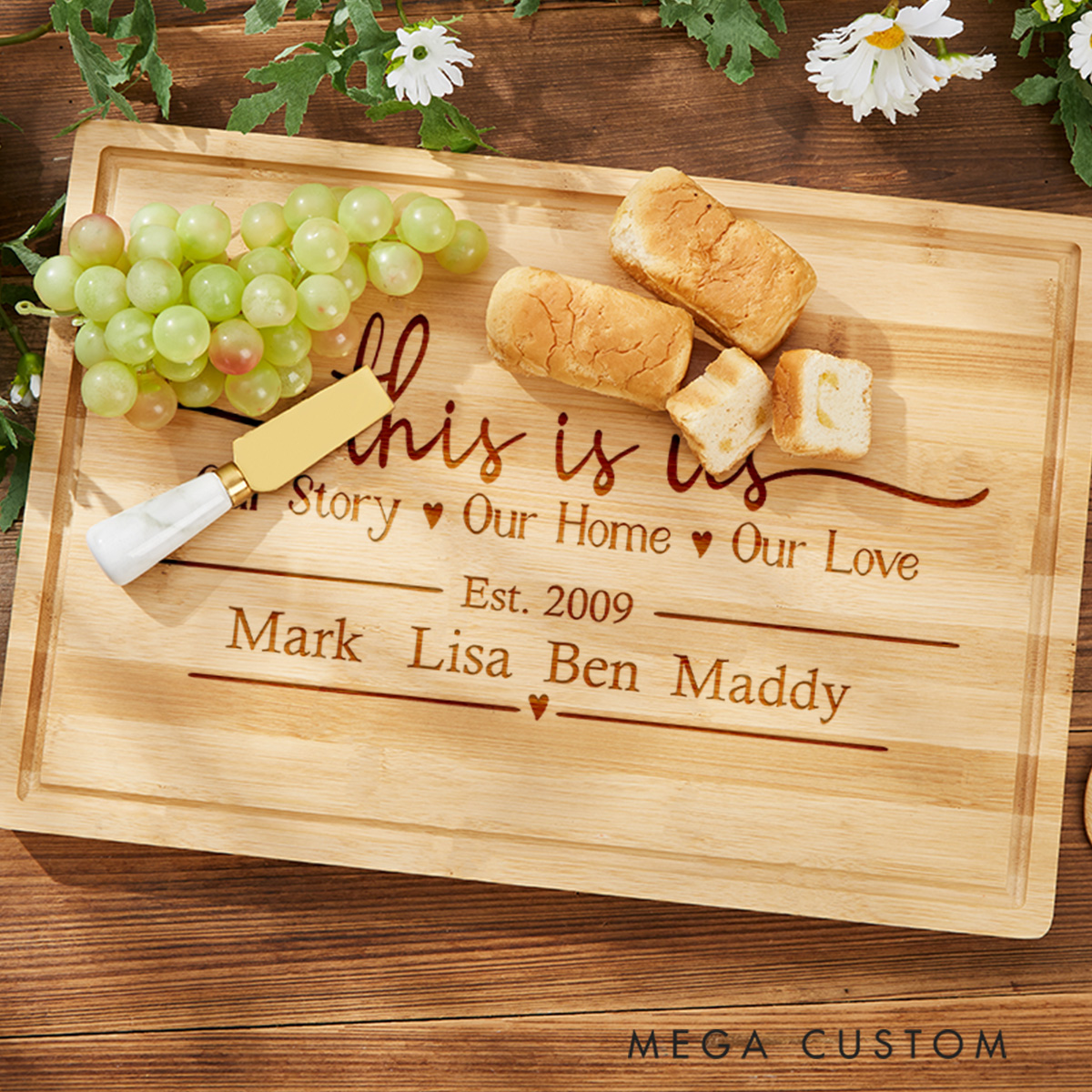 Personalized Cutting Board Wooden Charcuterie Board Gift for First Home Engraved Housewarming Gift Custom Family Gifts House Decor