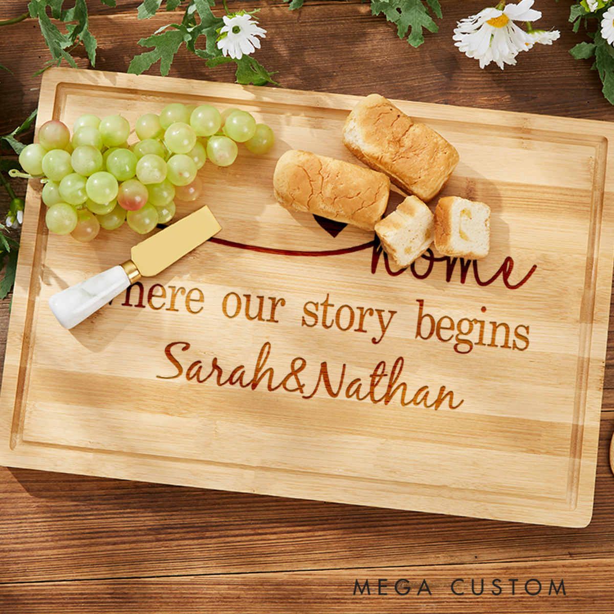 Personalized Housewarming Cutting Board Home Where Our Story Begins Design with Custom Names Unique New Home Gift