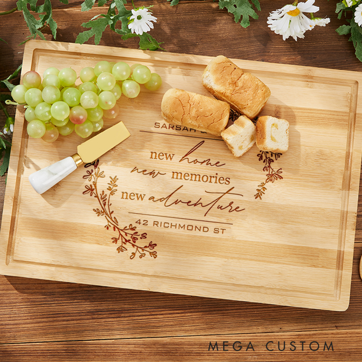 Personalized Bamboo Cutting Board New Home New Adventure New Memories Cutting Board Housewarming Gift For Couple Wedding Gift