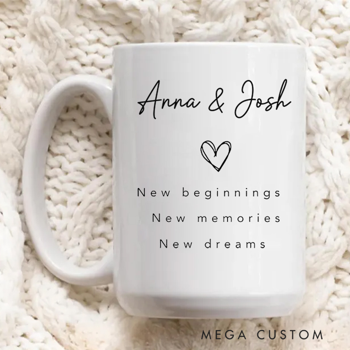 Personalized 15oz Mugs Custom Wedding Mugs Gift New Bride and Groom Husband and Wife Coffee Cup Housewarming Gift NewlyWed Gift for Couple New Home Gift