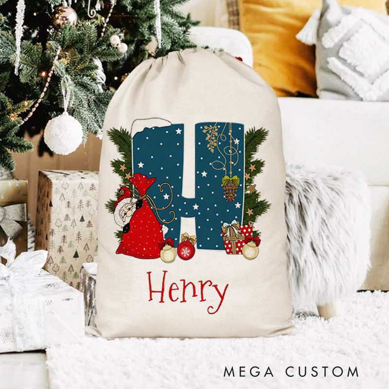 Personalised Canvas Santa Sack Christmas Gift Bag Large Santa Gift Bag for Holiday Presents Xmas Gift Bags