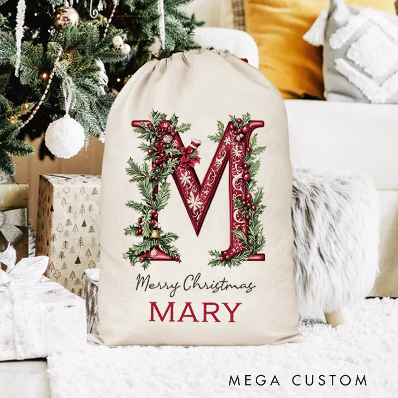 Personalised Canvas Santa Sack Christmas Gift Bag Large Santa Gift Bag for Holiday Presents Xmas Gift Bag