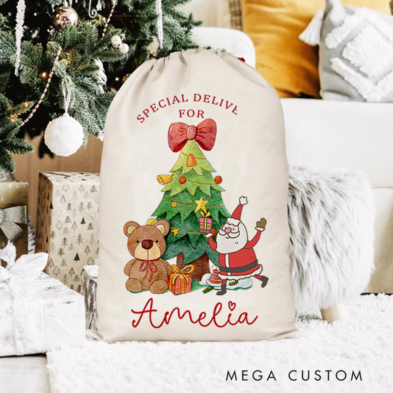 Personalised Canvas Santa Sack Christmas Gift Bag Large Santa Gifts Bag for Holiday Presents Xmas Gifts Bags