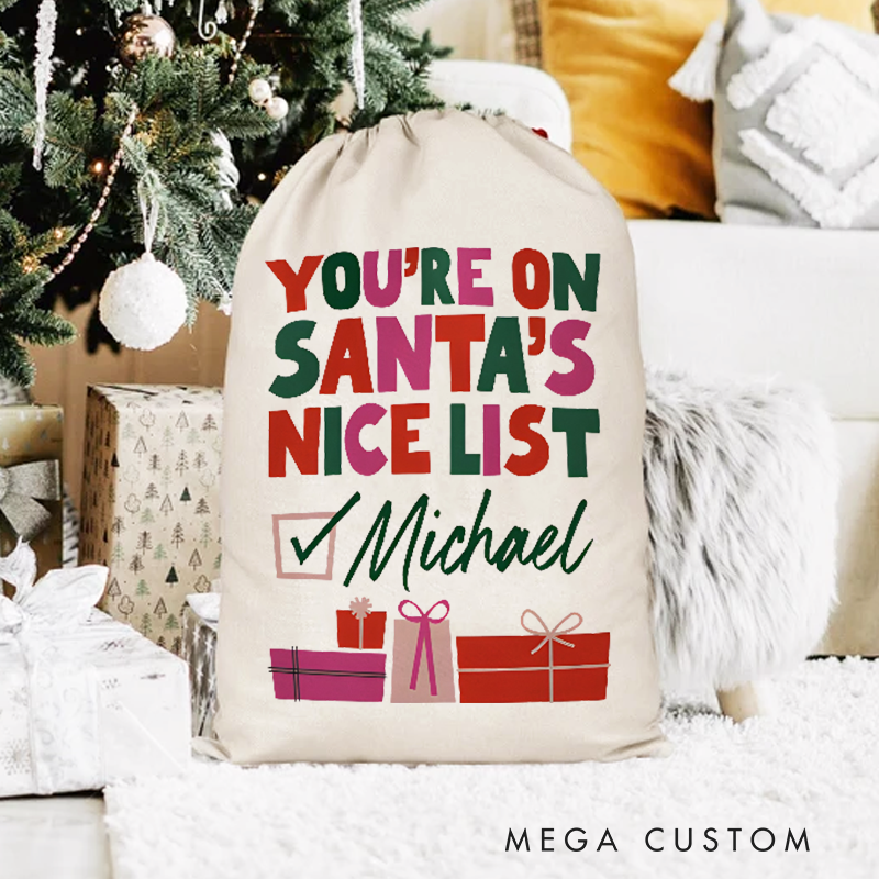 Personalized Santa's Nice List Oversized Gift Bag