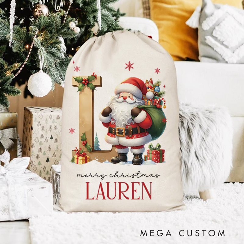 Personalized Santa Claus Christmas Gift Bags Custom Santa Design Christmas Bag Christmas Present Bag Holiday Gift Bags for Kids