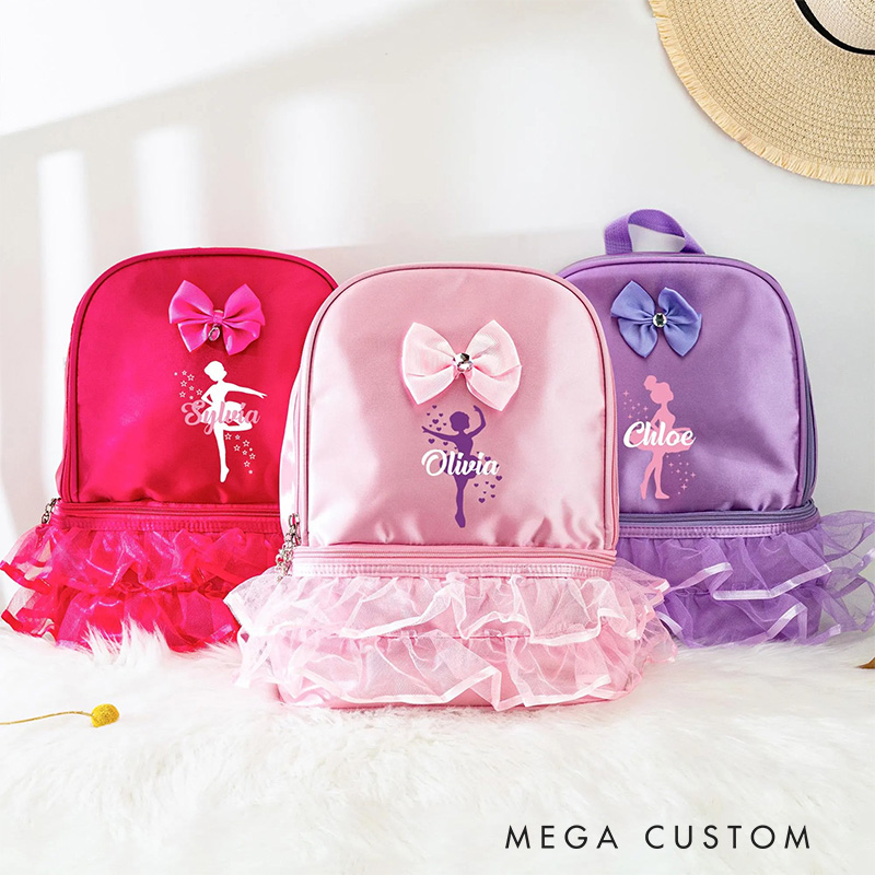 Personalized Ballet Silhouette Dance Bag for Girls Cute Backpack Pink Ballet Dance Bag Gymnastic Cheer Girls Christmas Gifts Back To School Gifts