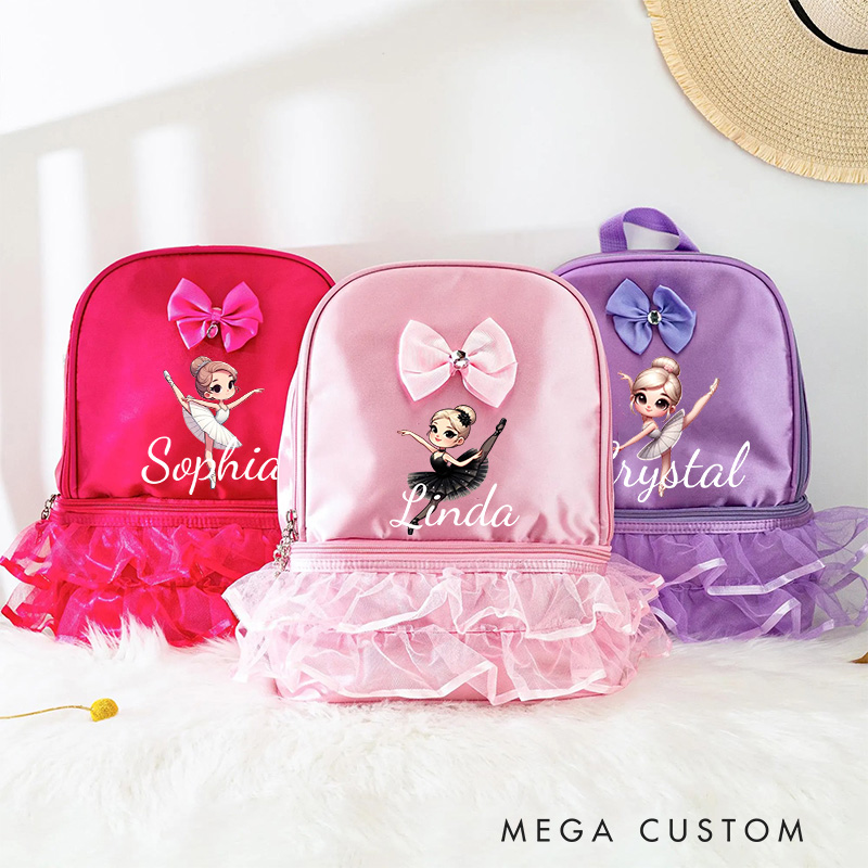 Personalized Cartoon Swan Lake Dance Bag for Girls Cute Backpack Pink Ballet Dance Bag Gymnastic Cheer Girls Christmas Gifts Back To School Gifts