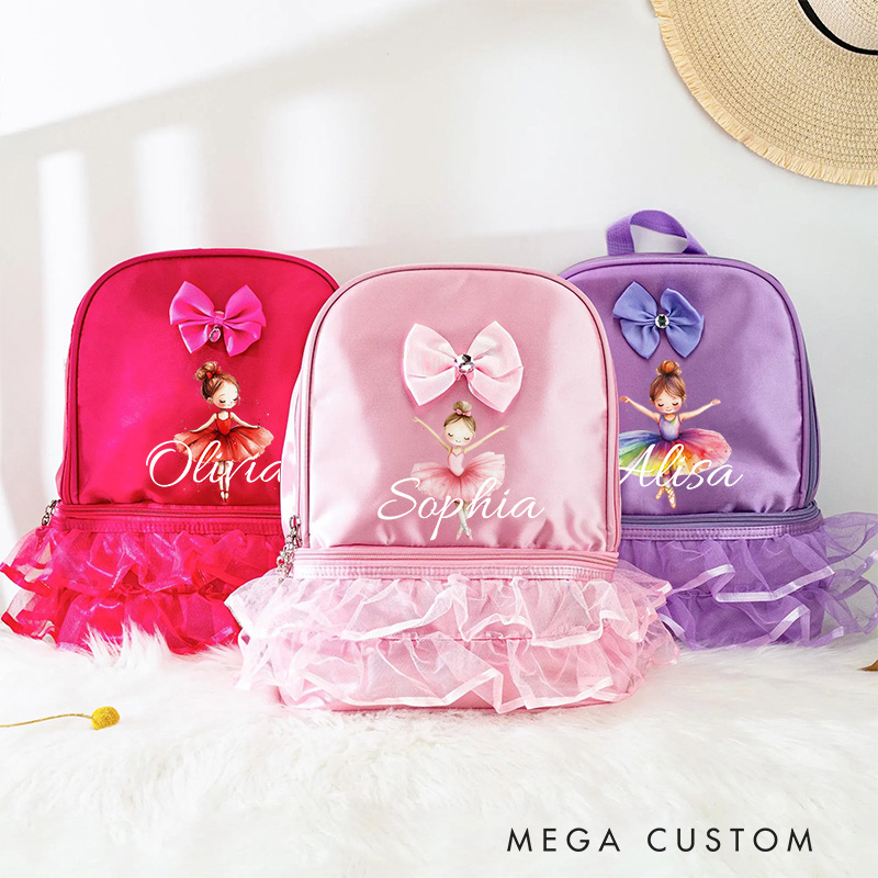 Personalized Ballerina Girl Dance Bag for Girls Cute Backpack Pink Ballet Dance Bag Gymnastic Cheer Girls Christmas Gifts Back To School Gifts