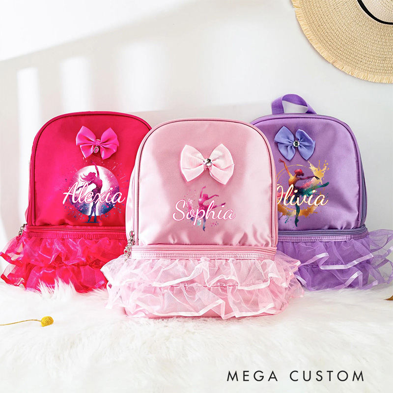 Personalized Ink Ballerina Dance Bag for Girls Cute Backpack Pink Ballet Dance Bag Gymnastic Cheer Girls Christmas Gifts Back To School Gifts
