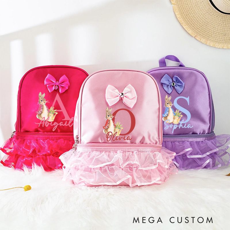Personalized Cartoon Bunny Dance Bag for Girls Cute Backpack Pink Ballet Dance Bag Gymnastic Cheer Girls Christmas Gifts Back To School Gifts