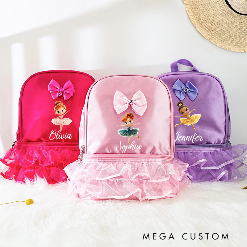 Personalized Classic Cartoon Ballerina Dance Bag for Girls Cute Backpack Pink Ballet Dance Bag Gymnastic Cheer Girl Christmas Gift Back To School Gift