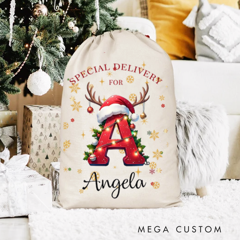 Custom Letter Name Santa Sack Personalized 2025 Christmas Family Keepsake Bag