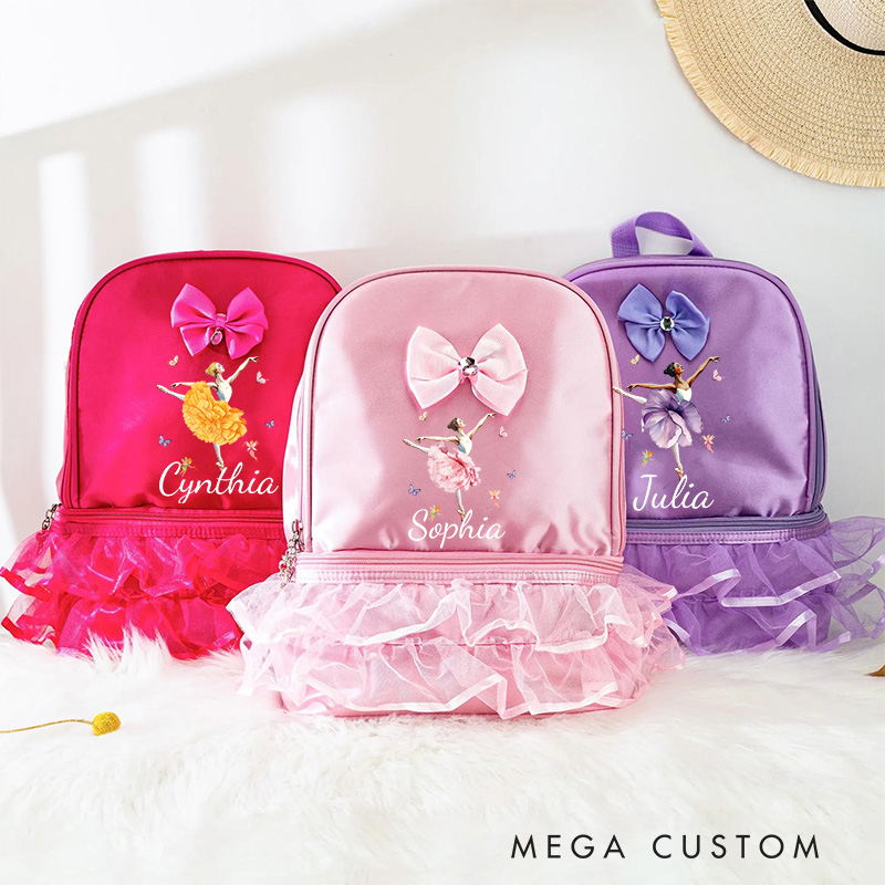 Personalized Birth Flower Ballet Girl Dance Bag for Girls Backpack Pink Ballet Dance Bag Gymnastic Cheer Girl Christmas Gift Back To School Gift