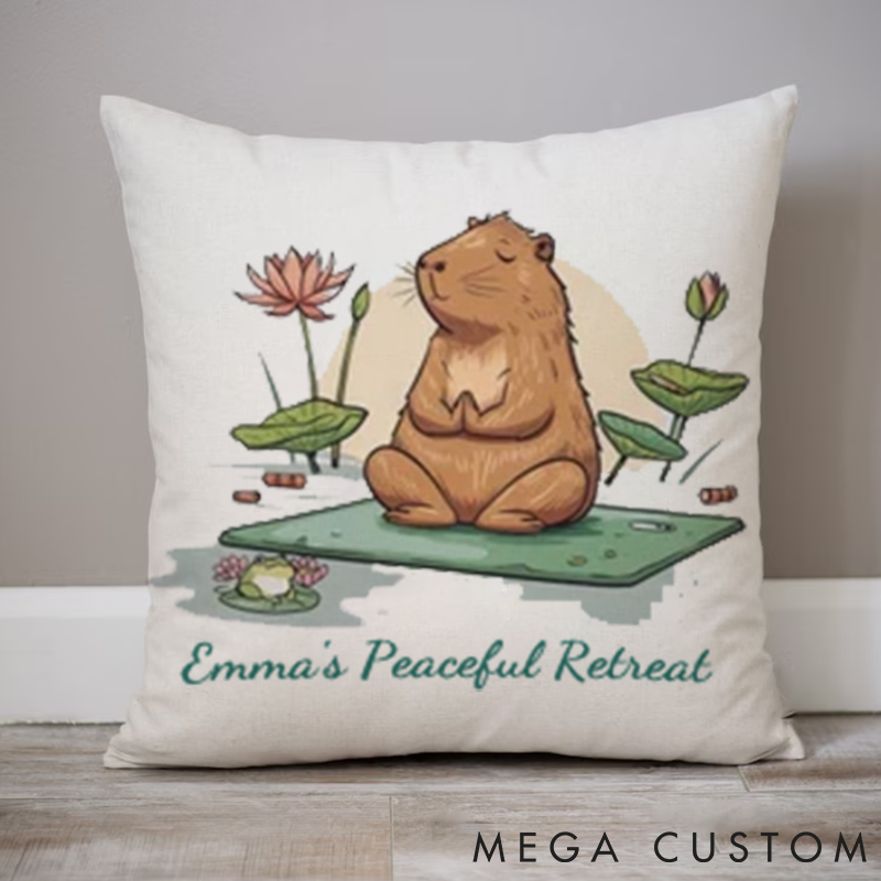 Personalized Yoga Pillows with Meditating Frog and Lotus Pattern Custom Name Yoga Pillows Gift Idea for Yoga Lover
