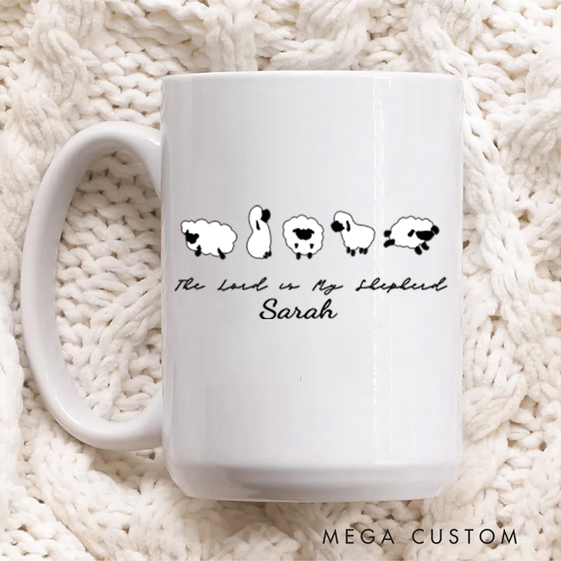 Personalized The Lord is My Shepherd Bible Verse Jesus Ceramic Mug with Name Christmas Gift for Christians Baptism and Birthday Gift for Christians