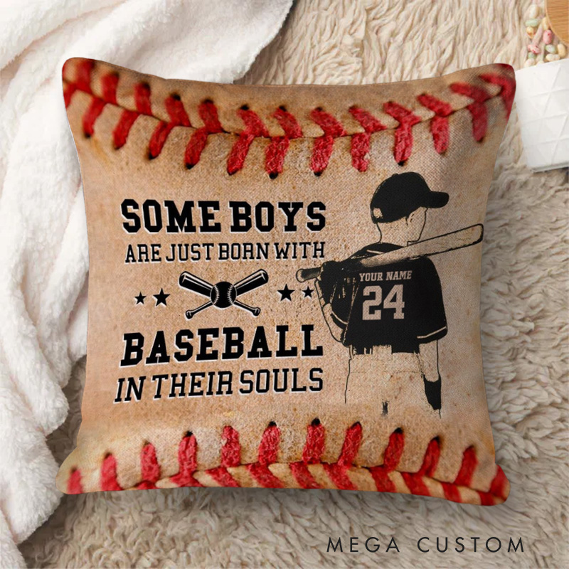 Personalized Baseball Throw Pillow with Custom Name, Number, and Heartfelt Quote