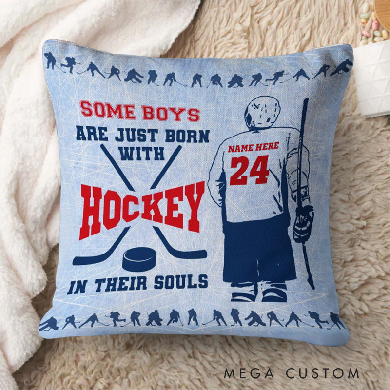 Personalized Ice Hockey Throw Pillow with Custom Name and Number for Sports Lover
