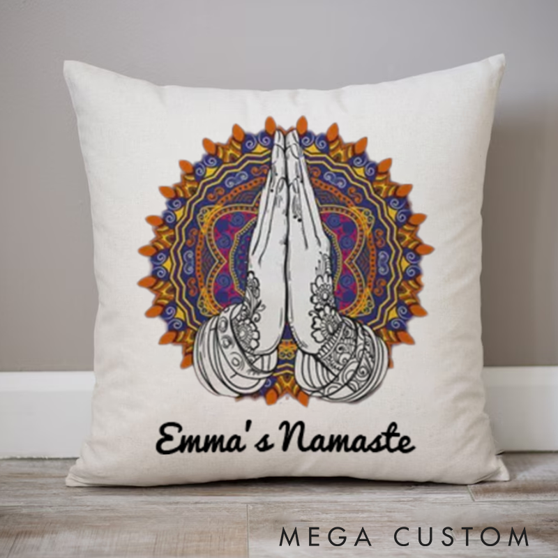 Personalized Mandala Pattern Pillows Hands Folded Pillows Yoga Pillows Gift Idea for Yoga Lover
