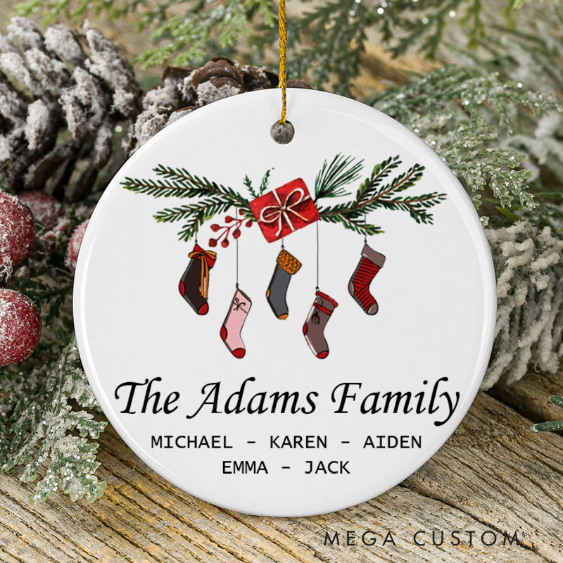 Personalized Ceramic Christmas Ornament for New Home Custom Family Name Stockings Design Perfect Housewarming Gift Holiday Decor