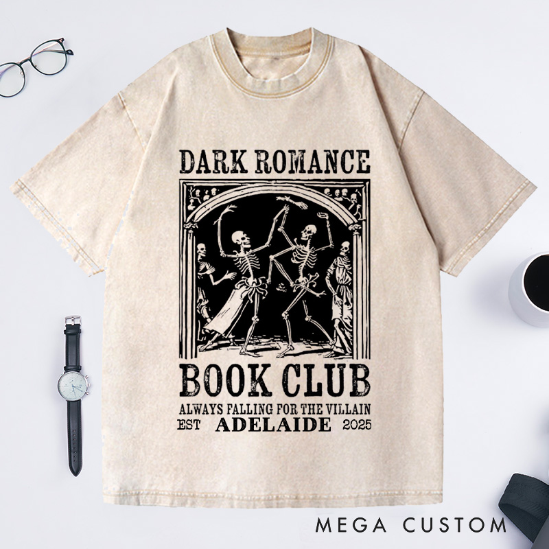 Personalized Dark Romance Book Club Washed T-Shirts, Trendy Literature Shirt Romance Book Shirt Dark Academia Tee Book Lover Gift