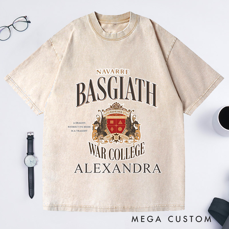Personalized Basgiath War College Shirt Fourth Wing Washed T-Shirts Reading T-Shirt Birthday Gift for Book Lovers
