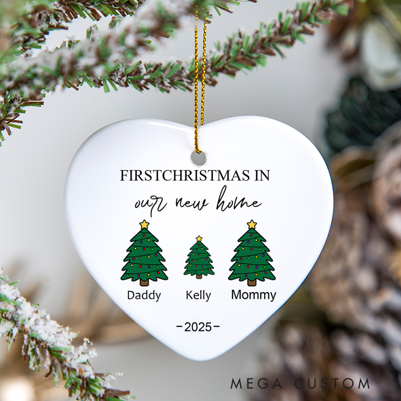 Personalized First Christmas in Our New Home Ornament 2025 Custom Family Names Christmas Tree Design Christmas Gift