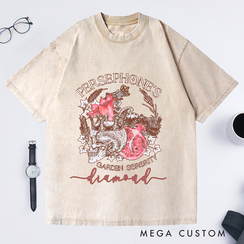 Personalized Persephone's Garden Washed T-Shirts Garden Sorority Shirt Book Lover Shirt Garden Club Shirt Cora Hades Olympus Goddess Shirt