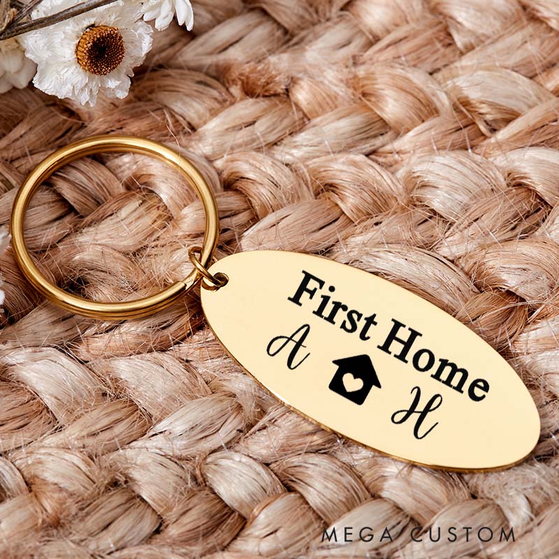 Personalized First Home Keyrings New Home Keyrings Couples Keychain Gift First House Gift Wedding Housewarming Gift Home Owner Gift