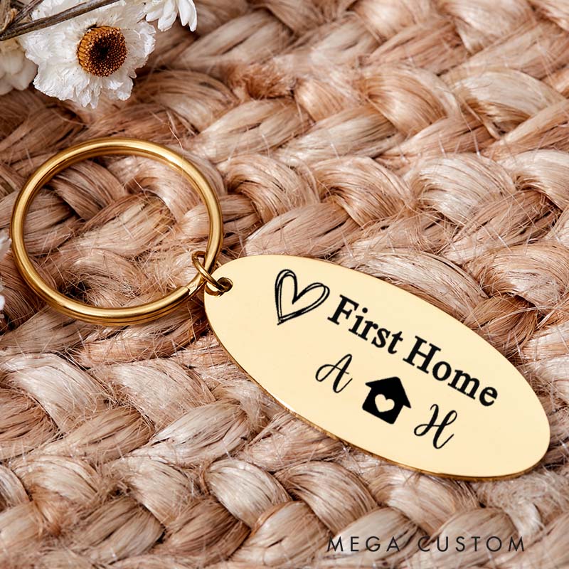 Personalized New Home First Home Keychain Custom Gift Matching Couple Keyrings for New Home Gift Housewarming Gift Just Married Valentines Gift
