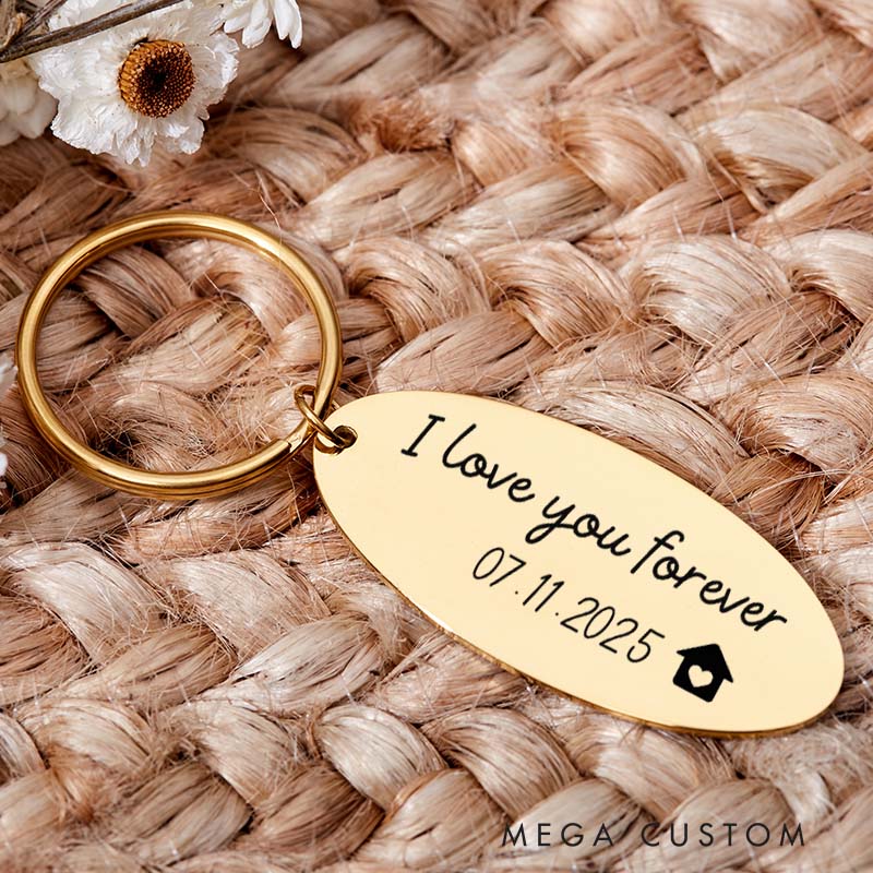 Personalized Housewarming Couples Keychain with Photo First Home Gift for Home Owner New Home Keyring Custom House Tag Housewarming Gifts Moving Gift