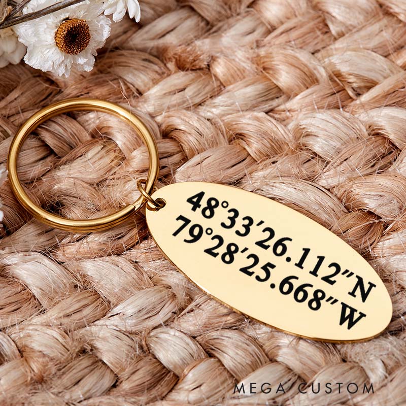 Personalized Longitude Latitude Keyring New Home Keychain Housewarming Key Chain Moving House Gift Housewarming Gift for Homeowner