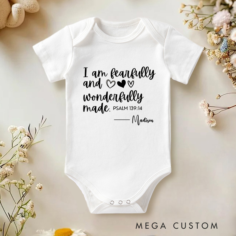 Personalized Baby Onesie Fearfully And Wonderfully Made Baby Onesie