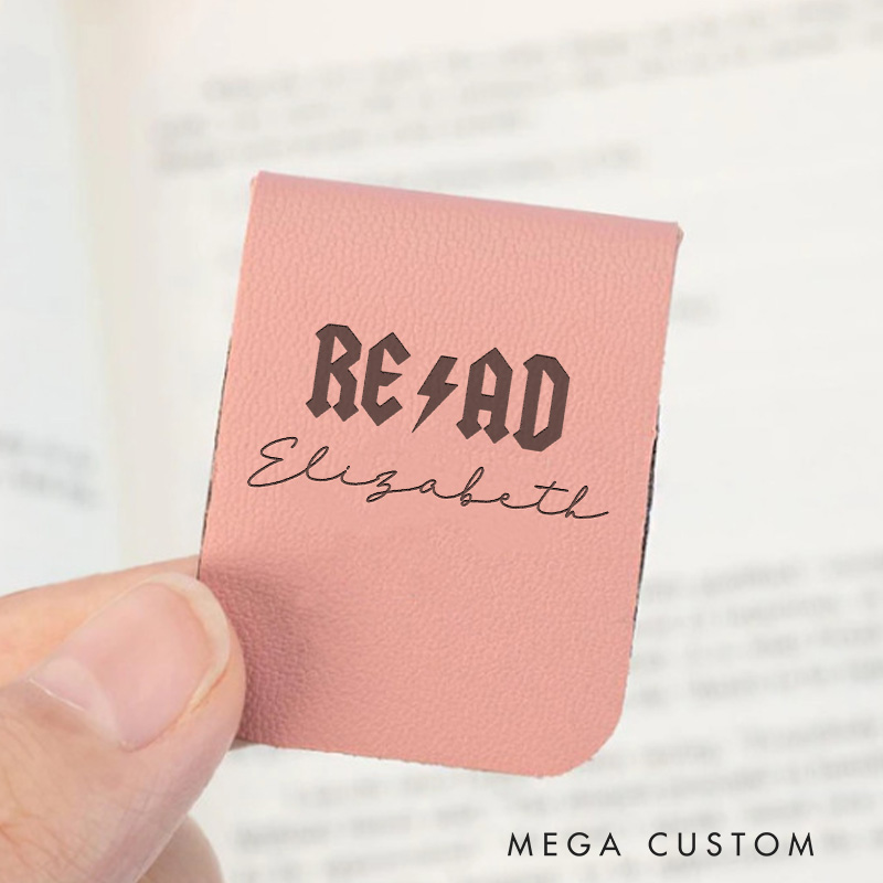Personalized Read Bookmark Engraved Leather Bookmark Custom Magnetic Bookmark Book Lover Gift Bookish Gift Reader Gift