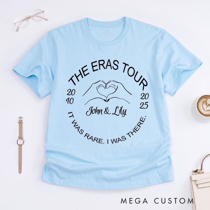 Personalized Classic T-Shirts Romantic Eras Tour and Heart Hands Graphic Tee Perfect for Couples and Concert Memories T-Shirt