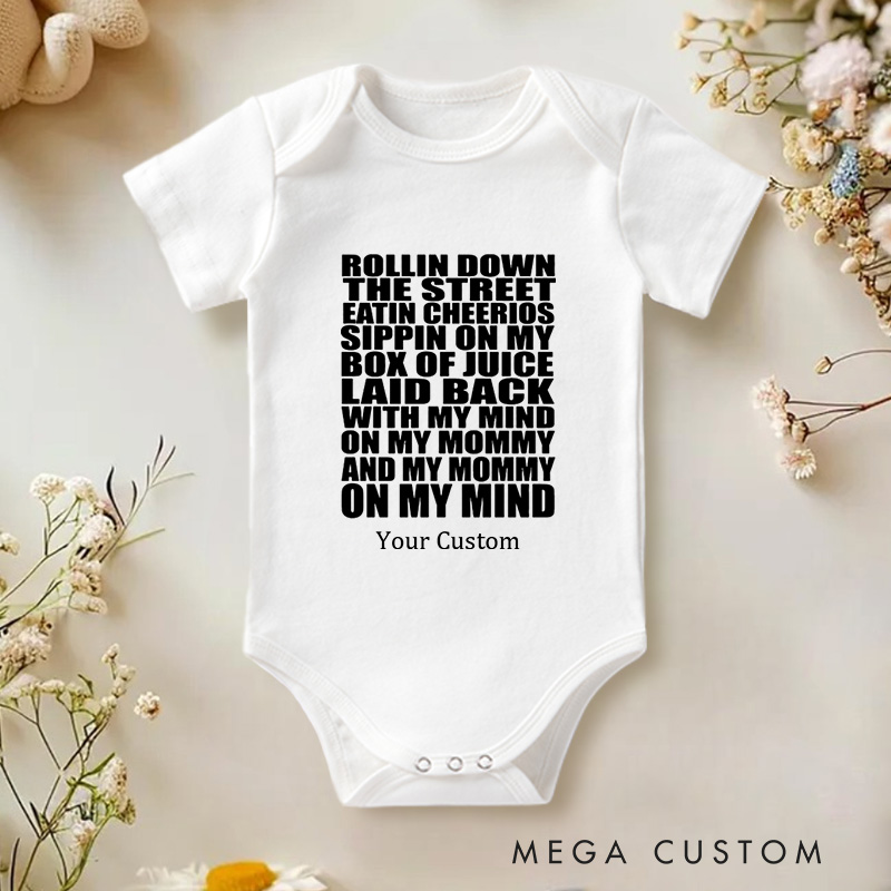 Personalized Rollin Down the Street Eatin Cheerios Fun and Playful Design for Parents and Kids with Humor Baby Onesie