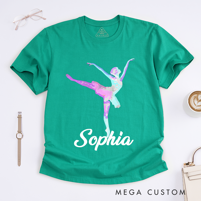 Personalized Ballet Dancer T-Shirts Custom Name Gift Artistic Dance Classic Tee for Dancers Present Unique Ballerina Design