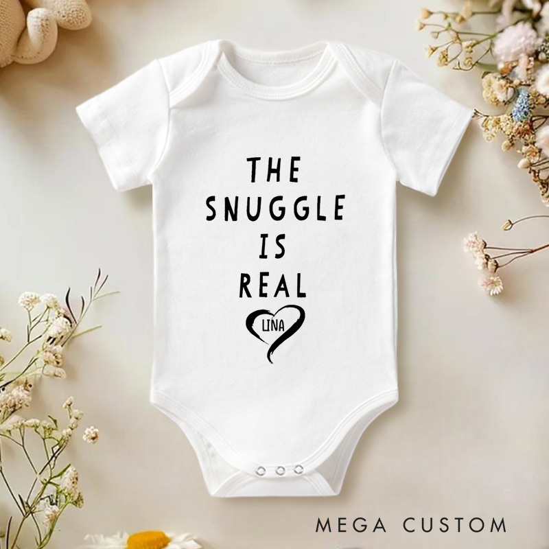 Personalized The Snuggle Is Real Heartwarming and Cozy Design for Snuggle Lovers and Family Moments Baby Onesie