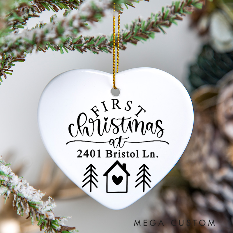 Personalized Housewarming First Christmas Ornament with Custom Name Address for Unique Memories