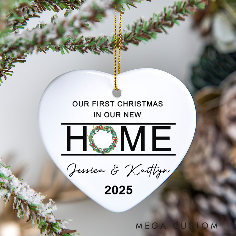 Personalized Housewarming Ornament First Christmas with Custom Name Year for Family