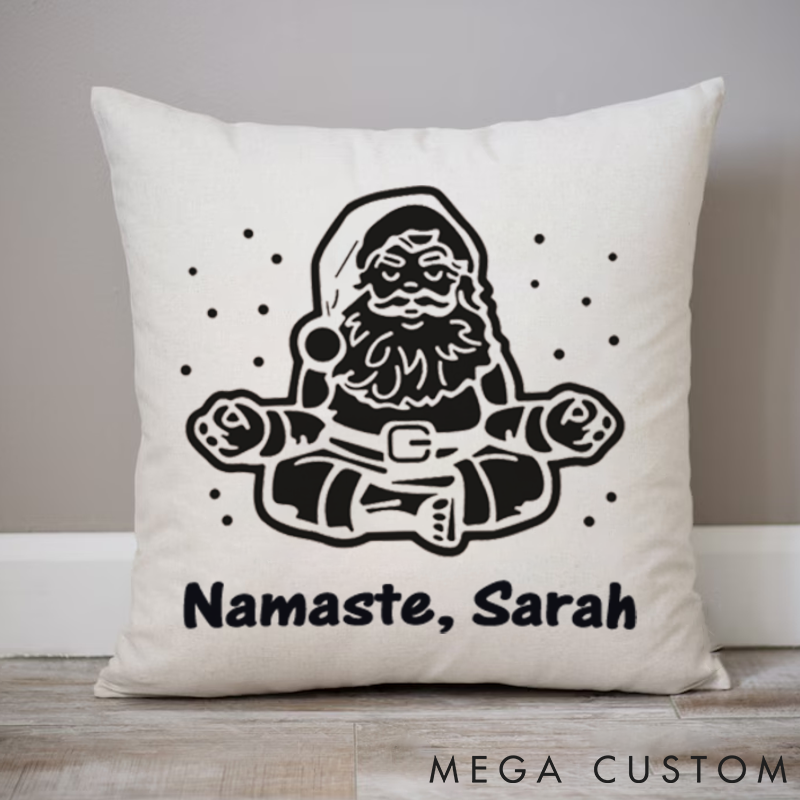 Personalized Namaste Santa Yoga Pillows Custom Name Yoga Pillows Gift Idea for Yoga Lover and Christmas Decor