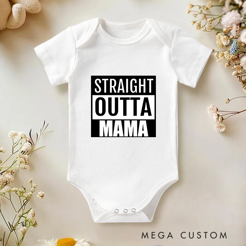 Personalized Straight Outta Mama Papa Celebrating Newborns Baby Onesie