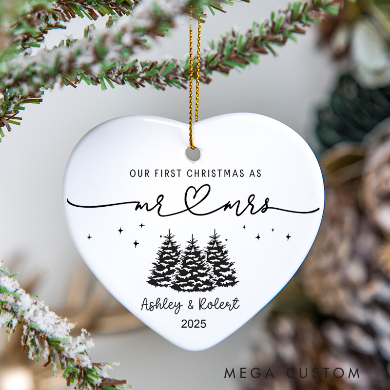 Personalized Housewarming First Christmas as Mr Mrs Ornament with Custom Name Year Couple Gift